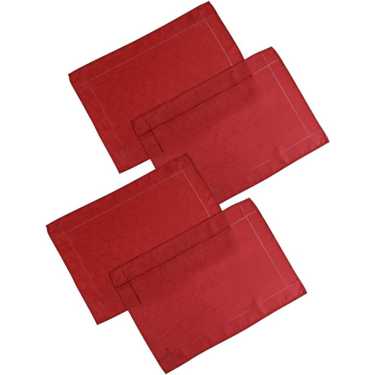 (Red) Set Of 4 Polyester Placemats Dining Table Mats