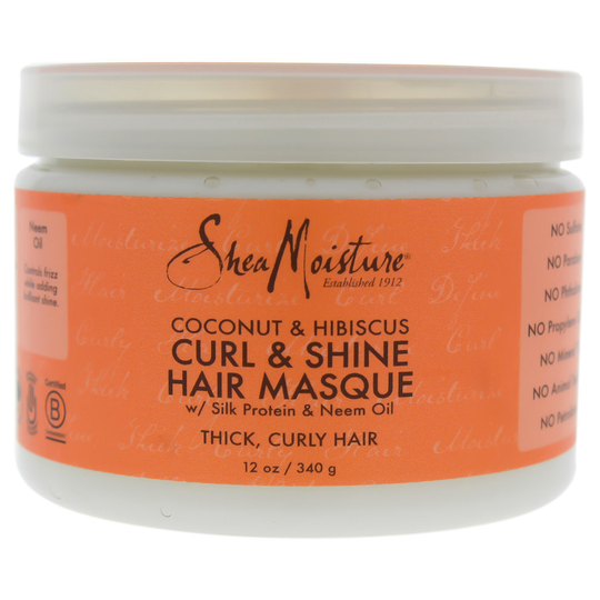 Coconut and Hibiscus Curl and Shine Hair Masque by Shea Moisture for Unisex - 12 oz Masque