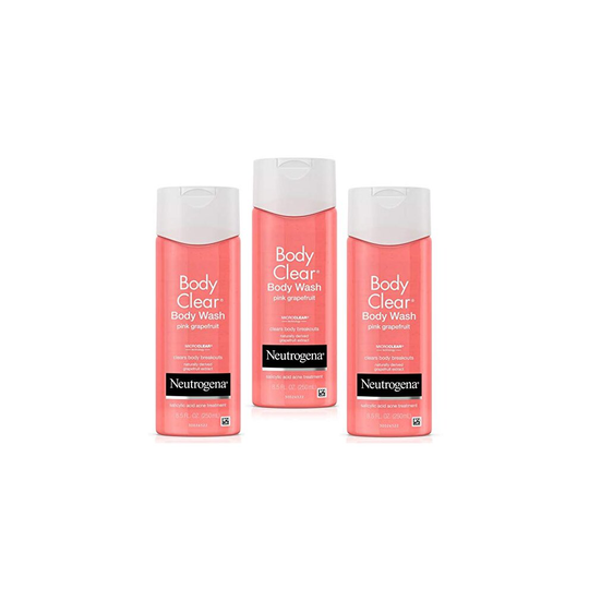 Neutrogena Body Clear Body Wash with Salicylic Acid Acne Treatment to Prevent Breakouts, Pink Grapefruit Scent, 8.5 fl. oz (3 Pack)