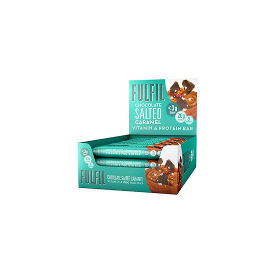 FULFIL Vitamin and Protein Bar (15 x 55g Bars) - Chocolate Salted Caramel Flavour - 20g Protein, 9 Vitamins, Low Sugar