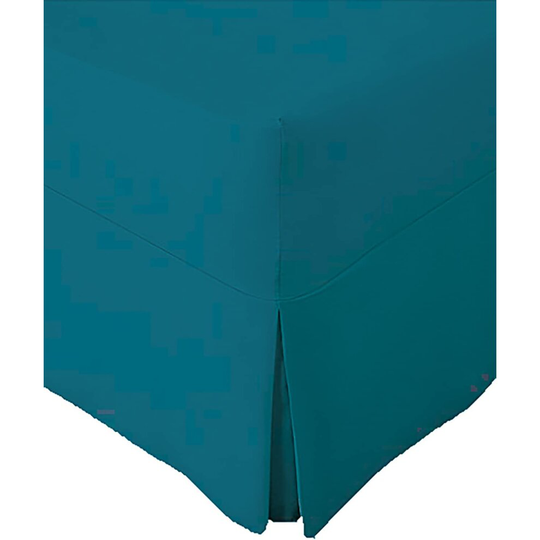 (Pillow Pair Cases, Teal) Non-Iron Percale Fitted Valance Sheet Pleated