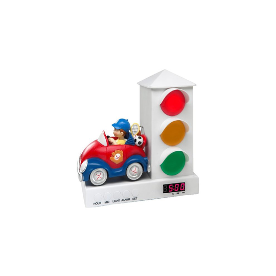 Stoplight Sleep Enhancing Alarm Clock for Kids Red and Blue Sports Car