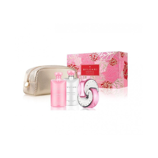 Bvlgari Omnia Pink Sapphire 65ml EDT + 75ml Body Lotion +75ml Shower Gel + Pouch