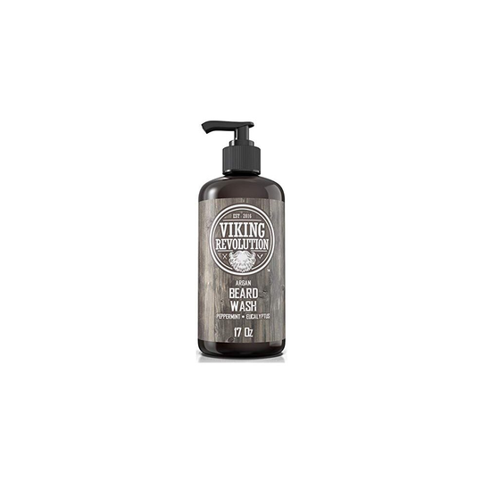 Beard Wash Shampoo w/Argan & Jojoba Oils - Softens & Strengthens - Natural Peppermint and Eucalyptus Scent - Beard Shampoo w/Beard Oil (17 oz Shampoo)