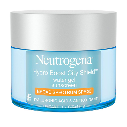 Neutrogena Hydro Boost City Shield Water Gel with Hydrating Hyaluronic Acid, Antioxidants, and Broad Spectrum SPF 25 Sunscreen, Oil-Free, Alcohol-Free