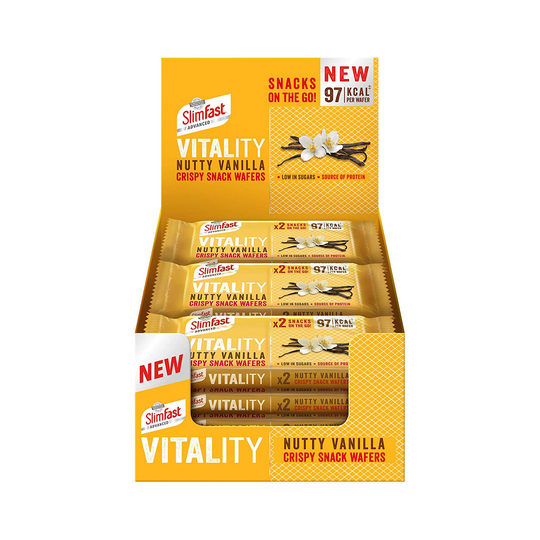 Slimfast Vitality Nutty Vanilla Snack Wafers 97KCal 12x 39g Best Before July 2022