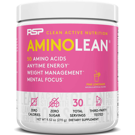 RSP AminoLean - All-in-One Pre Workout, Amino Energy, Weight Management Supplement with Amino Acids, Complete Preworkout Energy for Men & Women (Pink