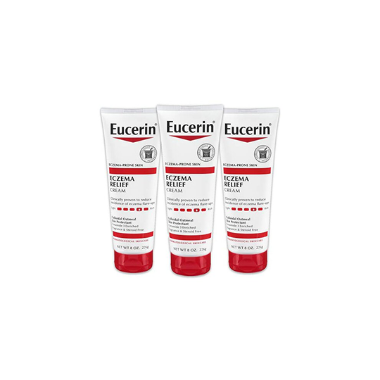 Eucerin Eczema Relief Cream - Full Body Lotion for Eczema-Prone Skin - 8 oz Tube, Pack of 3