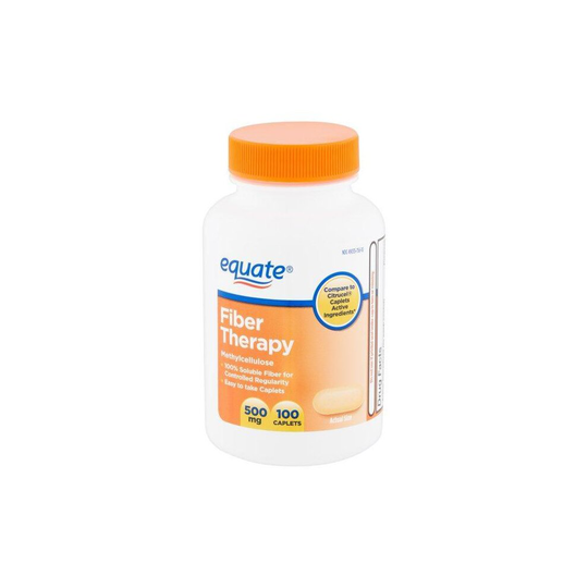 Equate Fiber Therapy Methylcellulose Caplets, 500 mg, 100 Count