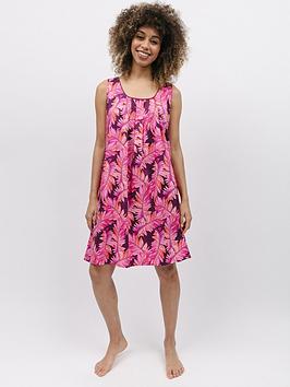 Cyberjammies Magenta Palm Leaf Print Chemise, Pink, Size 8, Women