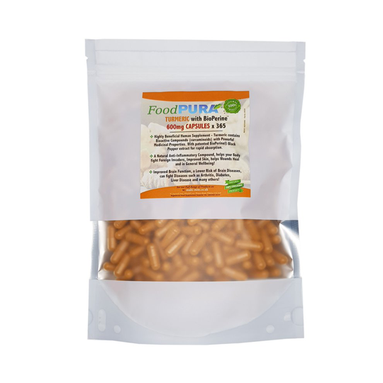 FoodPURA Turmeric Curcumin & Bioperine 600mg Capsules x 365