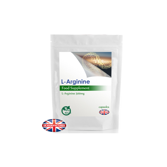 L-Arginine 500mg 30 Capsules - Muscle Growth, Nitric Oxide Booster, UK