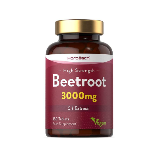 Beetroot Tablets 3000mg | High Strength Blood Pressure & Digestion Support |180 Vegan Tablets | by Horbaach