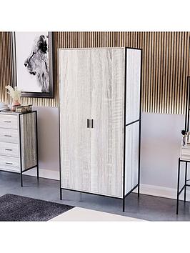 Vida Designs Brooklyn 2 Door Wardrobe - Grey Oak