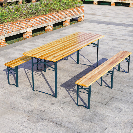 Set of 3 Garden Folding Wooden Bench Table Chairs Set