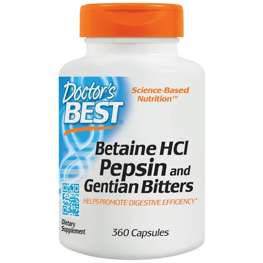 Doctor's Best Betaine HCl Pepsin & Gentian Bitters, 360 caps