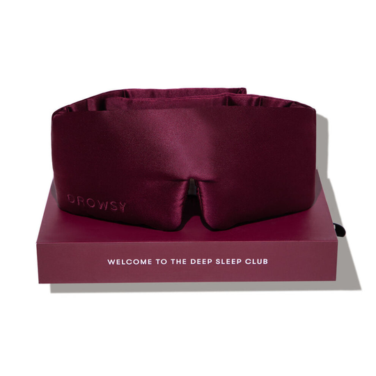 (La Vie En Rouge) DROWSY Silk Sleep Mask. Face-Hugging, Padded Silk Cocoon for Deep Sleep Therapy in Total Darkness.