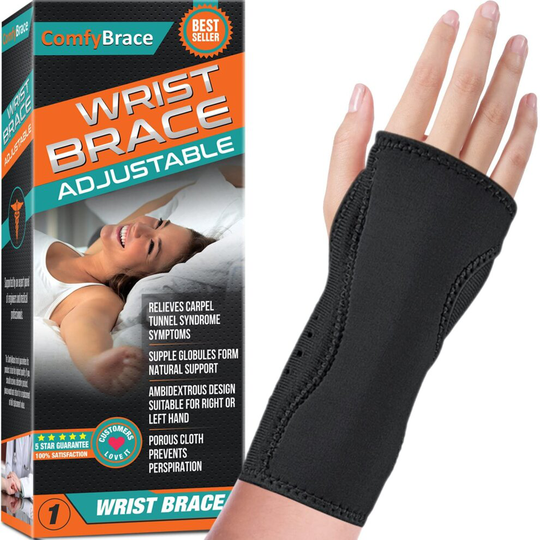 ComfyBrace Night Wrist Sleep Support Brace-Fits Both Hands, Adjustable