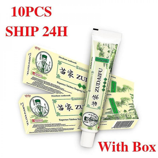 10pcs Zudaifu Skin Psoriasis Cream Dermatitis Eczematoid Eczema Ointment Treatment Psoriasis Skin Care With Box Drop