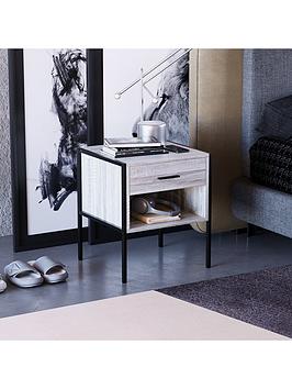 Vida Designs Brooklyn 1 Drawer Bedside Chest - Grey Oak
