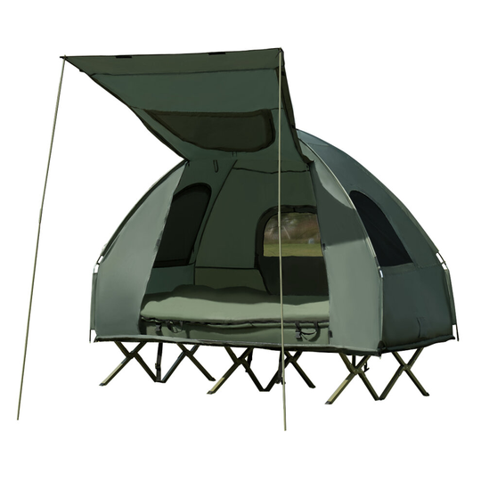2-Person Tent Cot Foldable Camping Tent with Air Mattress and Sleeping Bag