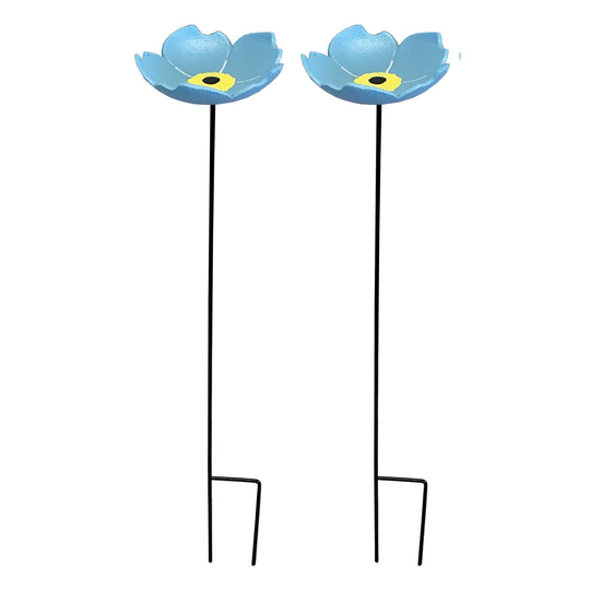 Cast Iron Wild Bird Forget Me Not Flower Dish Bird Feeders (Set of 2)
