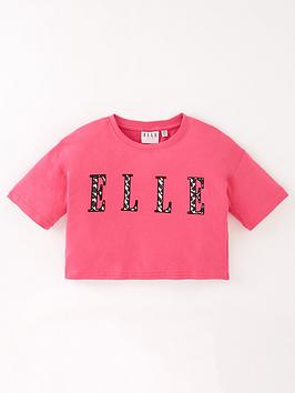 Elle Girls Boxy Crop Short Sleeve T-shirt - Hot Fuchsia, Hot Fuchsia, Size Age: 15-16 Years, Women
