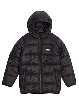 Barbour International Boys Bobber Quilt Jacket - Black, Black, Size Age: 8-9 Years