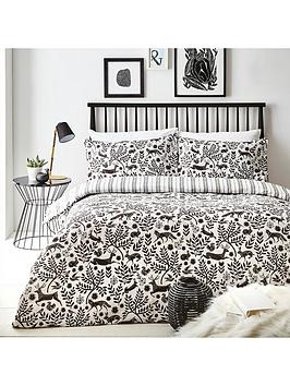 Furn Scandi Woodland Duvet Cover Set - White