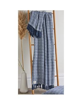 Appletree Herringbone Throw Blue