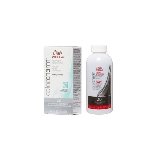 (T28 & Dev (Vol. 20) 3.6oz) Wella Color Charm T14 Pale Ash Blonde Permanent Liquid Hair Toner