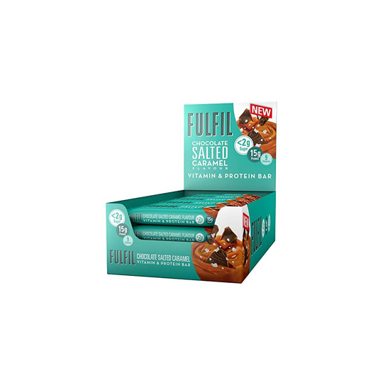 FULFIL Vitamin and Protein Snack-Size Bar (15 x 40g Bars) � Chocolate Salted Caramel Flavour � 15g Protein, 9 Vitamins, Low Sugar
