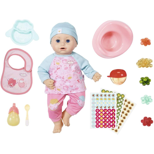 Baby Annabell Lunch Time Annabell - With Clothes, Accessories & Lifelike Functions - Crying, Eating, Drinking, Sleeping, Potty Use & More - 43 cm - Fo