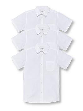 Everyday Boys Short Sleeve Shirts Slim Fit (3 Pack) - White, White, Size Age: 3-4 Years