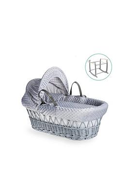 Clair De Lune Dimple Grey Wicker Basket With Grey Deluxe Stand - Grey