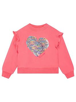 Billieblush Girls Heart Frill Sweatshirt - Pink
