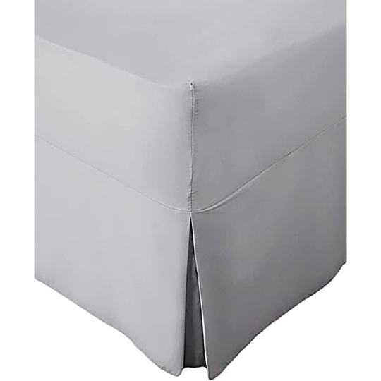 (4FT Small Double, Grey) Non-Iron Percale Fitted Valance Sheet Pleated