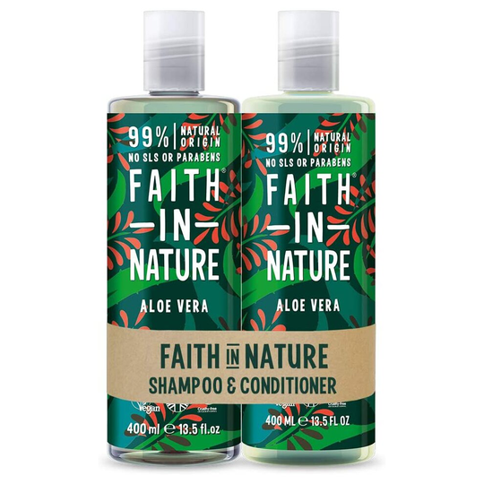 Faith in Nature Natural Aloe Vera Shampoo and Conditioner Set, Rejuvenating, Vegan and Cruelty Free, Parabens and SLS Free, for Normal to Dry Hair, 2