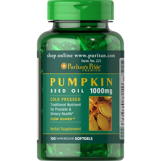 PURITAN'S PRIDE Pumpkin Seed Oil 1000mg for men, 100 Softgels Capsules