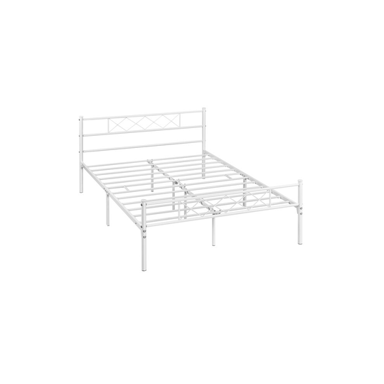 (White, 135*190cm) Yaheetech Metal Bed Frame Iron Bed Foundation