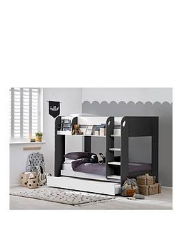 Julian Bowen Mars Bunk and Pull Out Underbed - Charcoal/White, Black