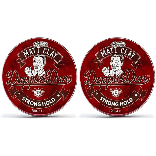 Dapper Dan Strong Hold Matt Clay, Hair Clay For A Super Matte Finish & Strong Hold, Styling Product For Men, 2 x 100ml.