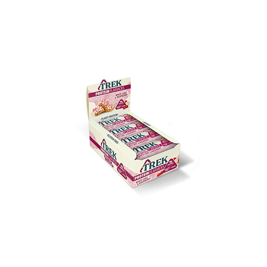 TREK High Protein Flapjack White Chocolate Raspberry - Gluten Free - Plant Based - Vegan Snack - 50g x 16 bars