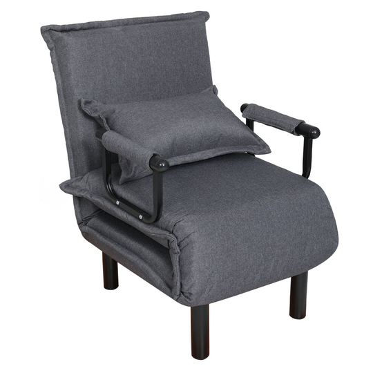 (Grey) 3-In-1 Sofa Bed Folding Single Armchair Sleeper