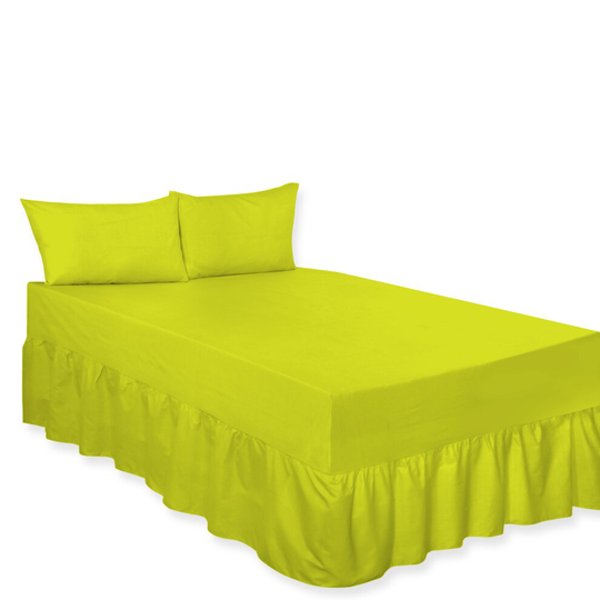 (Polycotton Pair of Pillowcase Lime Green) Premium Percale Polycotton Plain Fitted Valance Sheets. Colourful Bedding Ideal for Bed Room Home Décor She