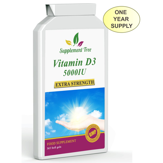 Vitamin D3 5000IU 365 Softgels Capsules - High Strength Vit D