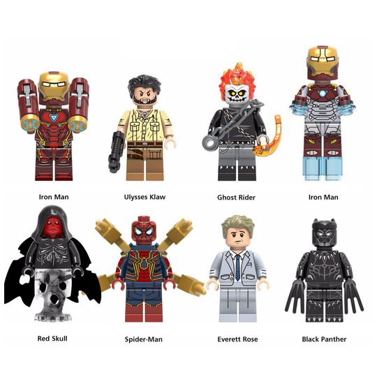 8pcs Super Heroes Spiderman Iron Man Blocks Figure