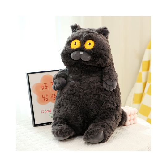 (BlackCat) Big Eyes Fat Cat Plush Toy Soft Pig Rabbit Pillow Sleeping Hug Doll Gift Kid