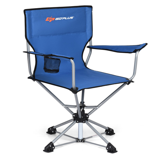 Swivel Folding Mid Back Fishing Camping Chair Portable w/ Cup Holder