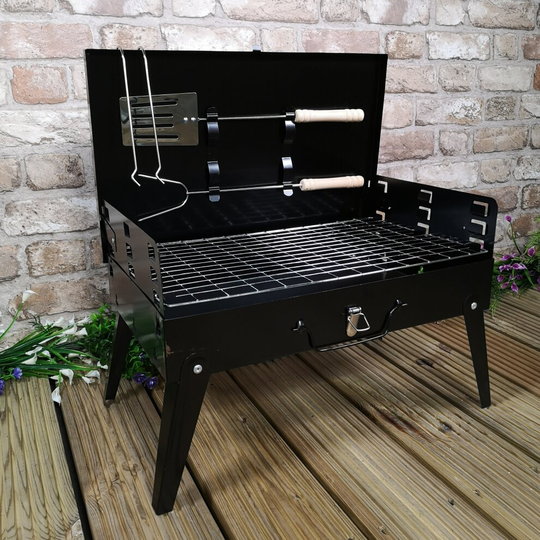43cm x 26cm Folding Portable Camping Beach Barbecue BBQ with Wind Shield & Tools
